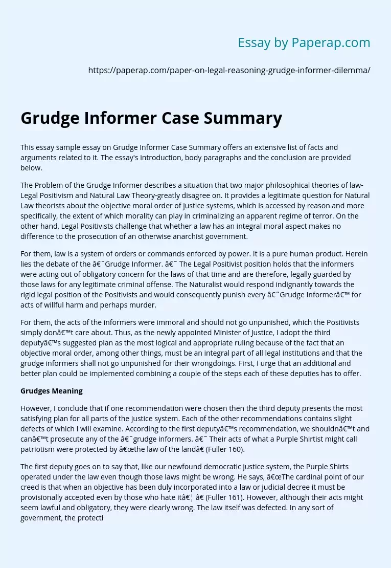 Grudge Informer Case Summary