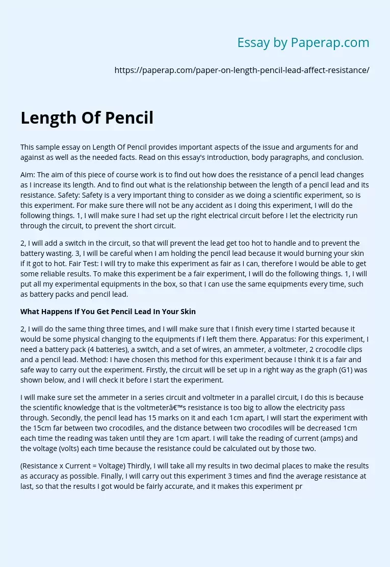 How the Length of the Pencil Changes