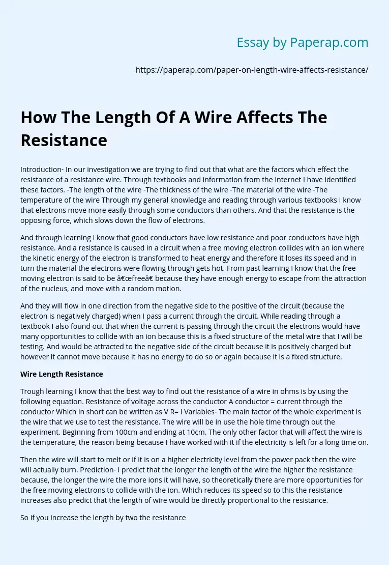 how the length of a wire affects the resistance