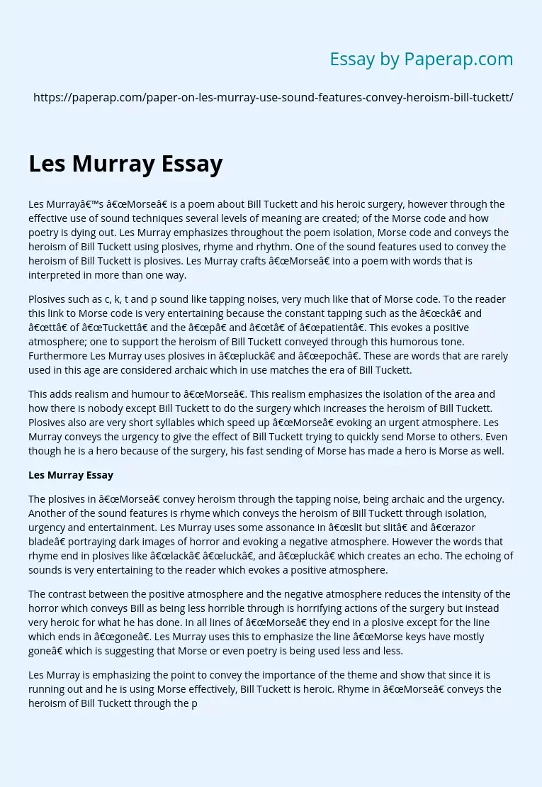 Les Murray Essay