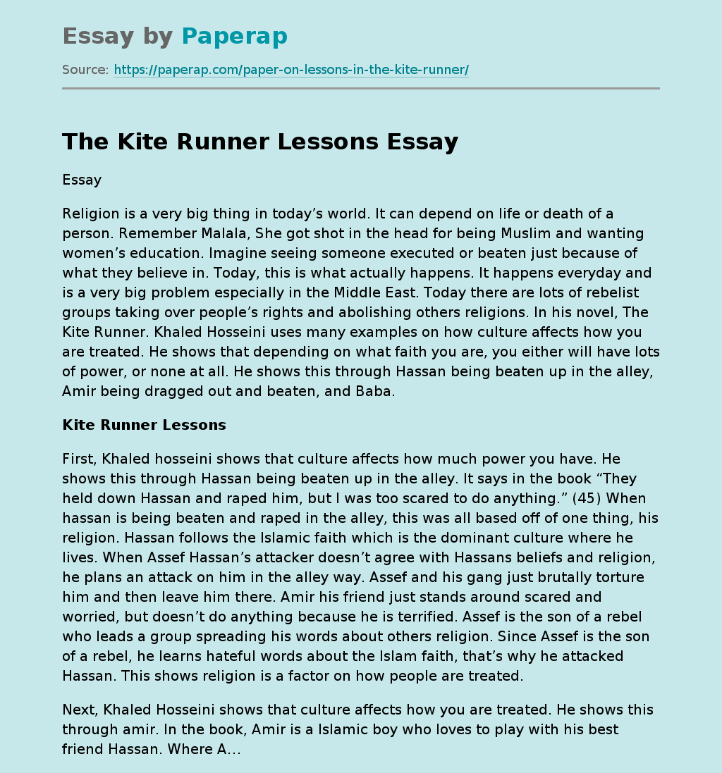The Kite Runner Lessons