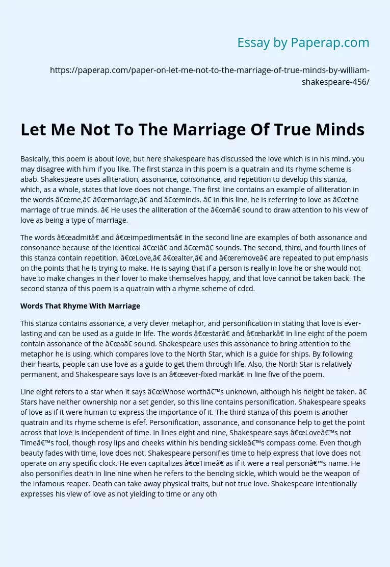 Let Me Not To The Marriage Of True Minds