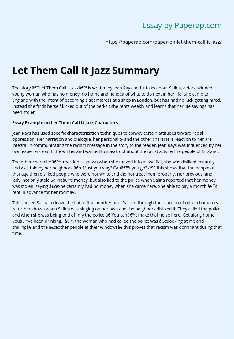 Let Them Call It Jazz Summary