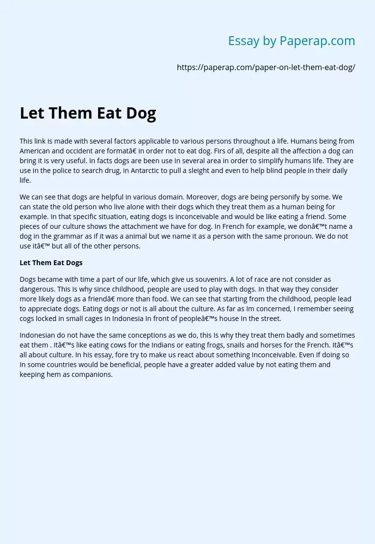 Let Them Eat Dog