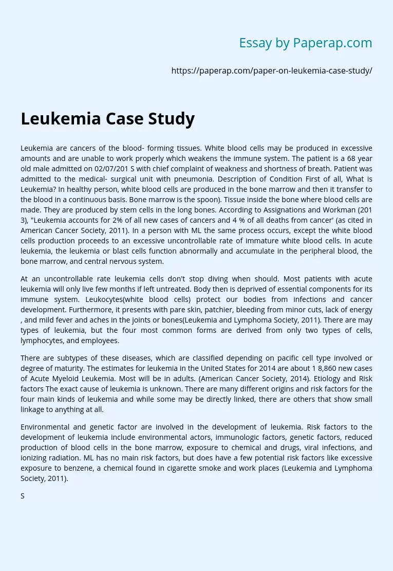 leukemia essay introduction