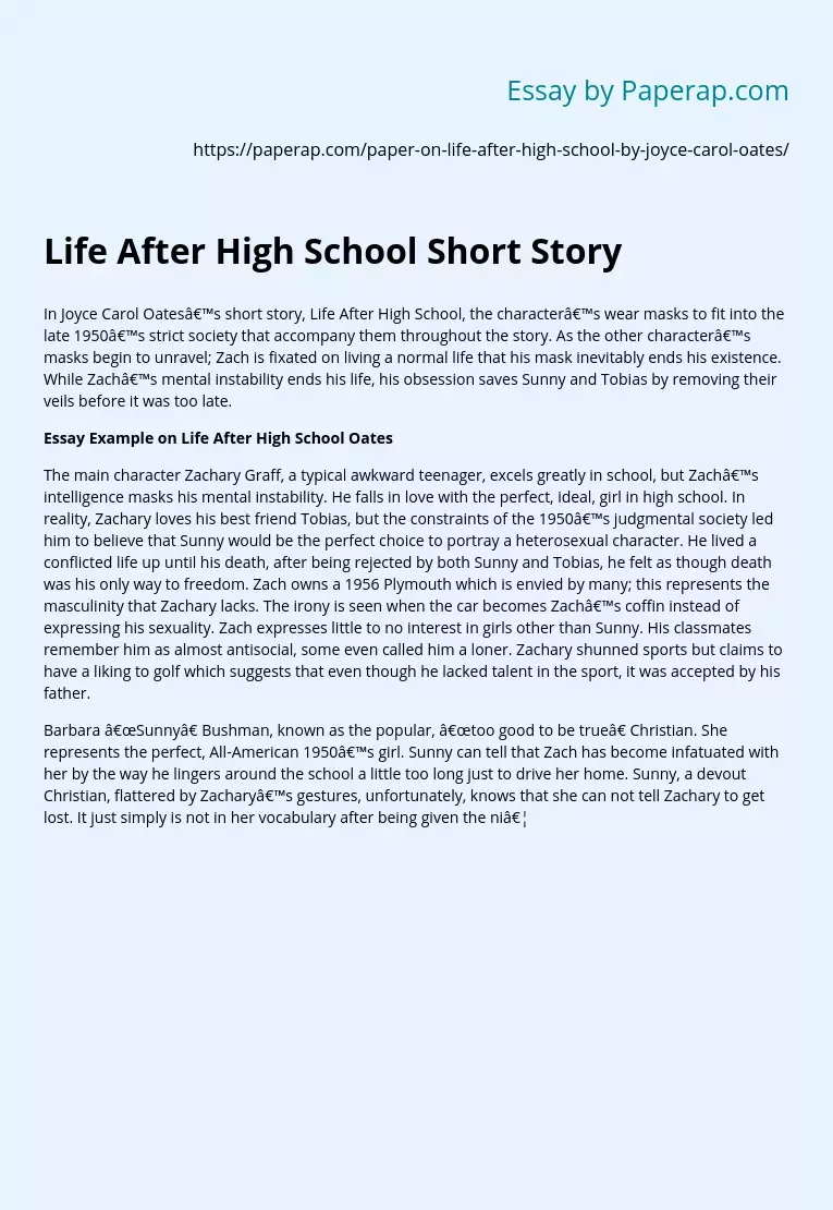 life after high school short story essay
