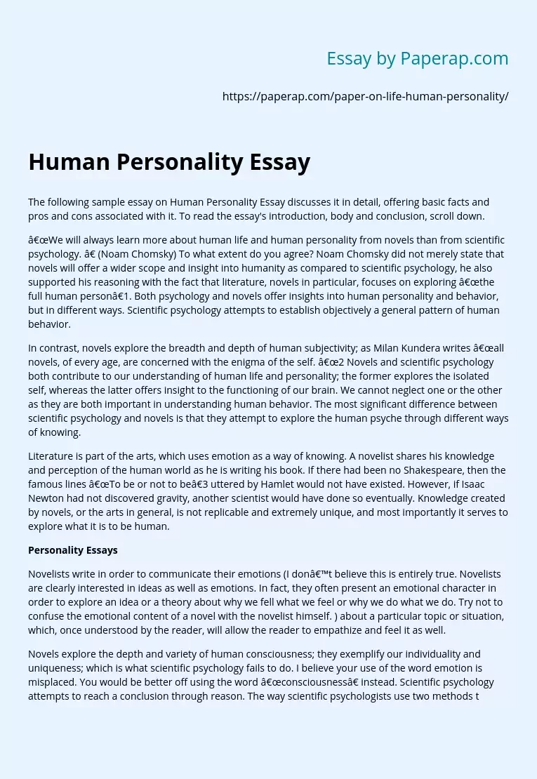 Human Personality Essay
