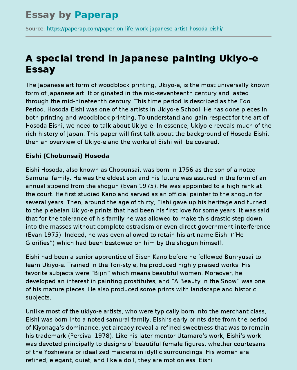A special trend in Japanese painting Ukiyo-e