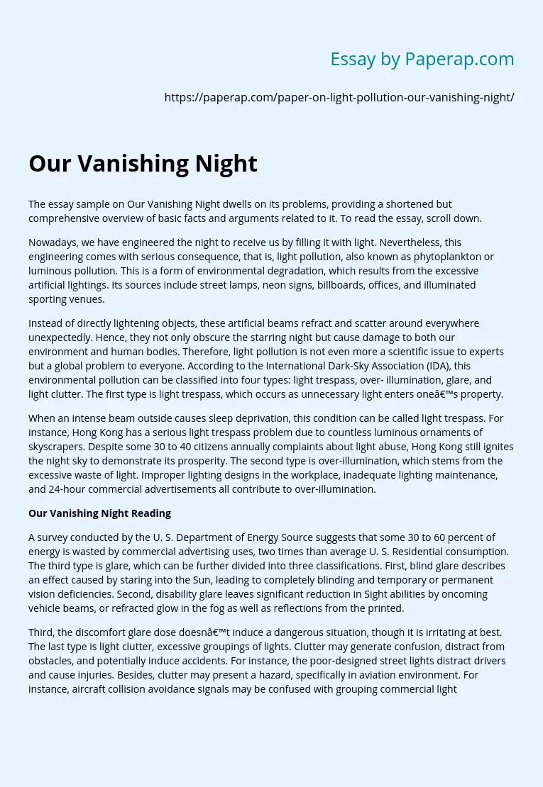 Our Vanishing Night