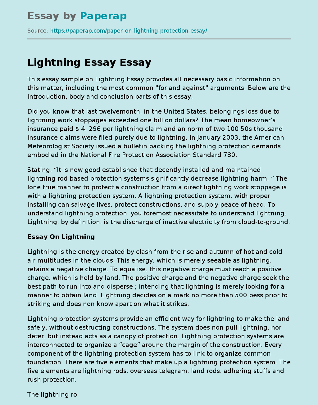 Lightning Is Energy When It Ignites