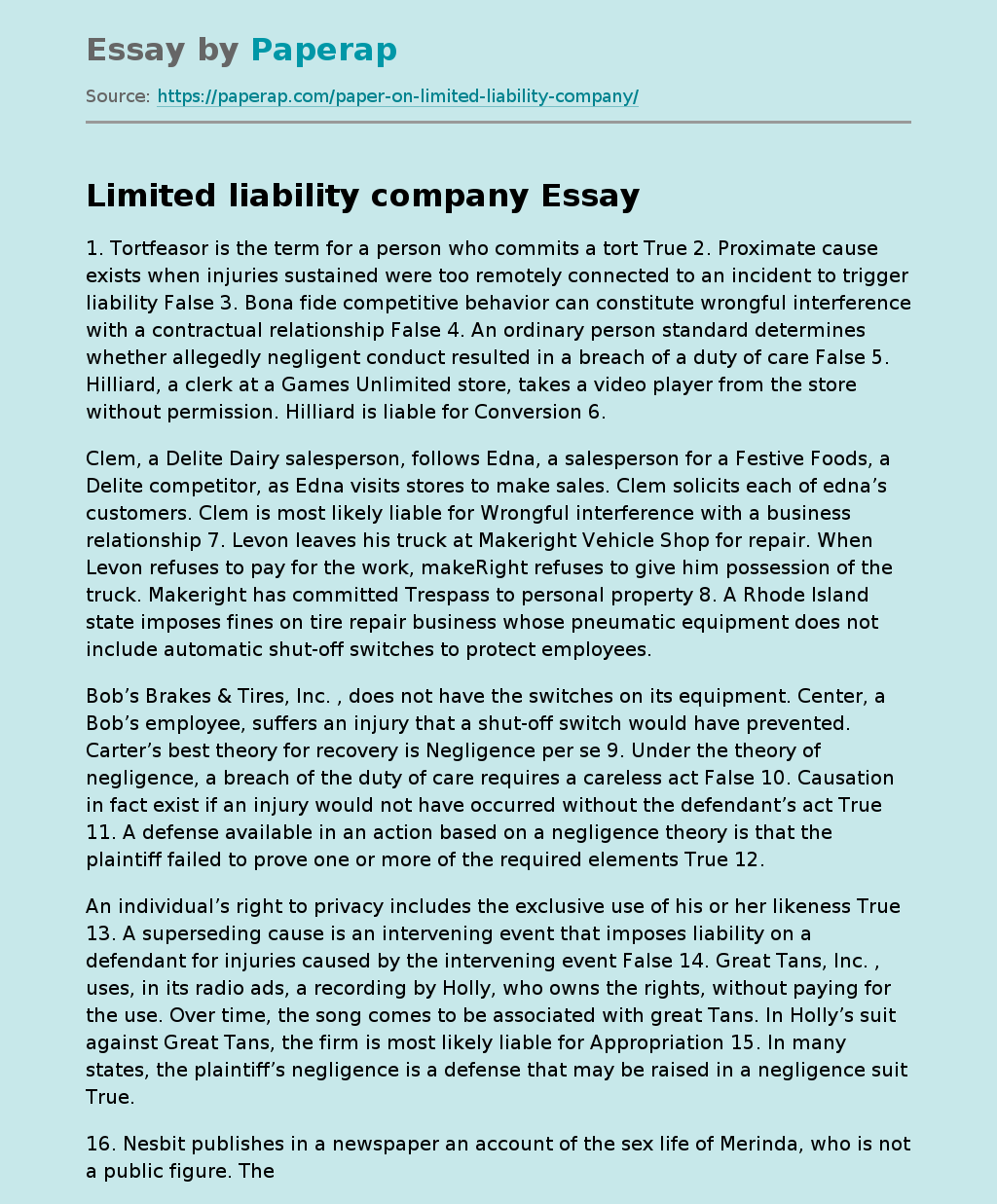Limited liability company
