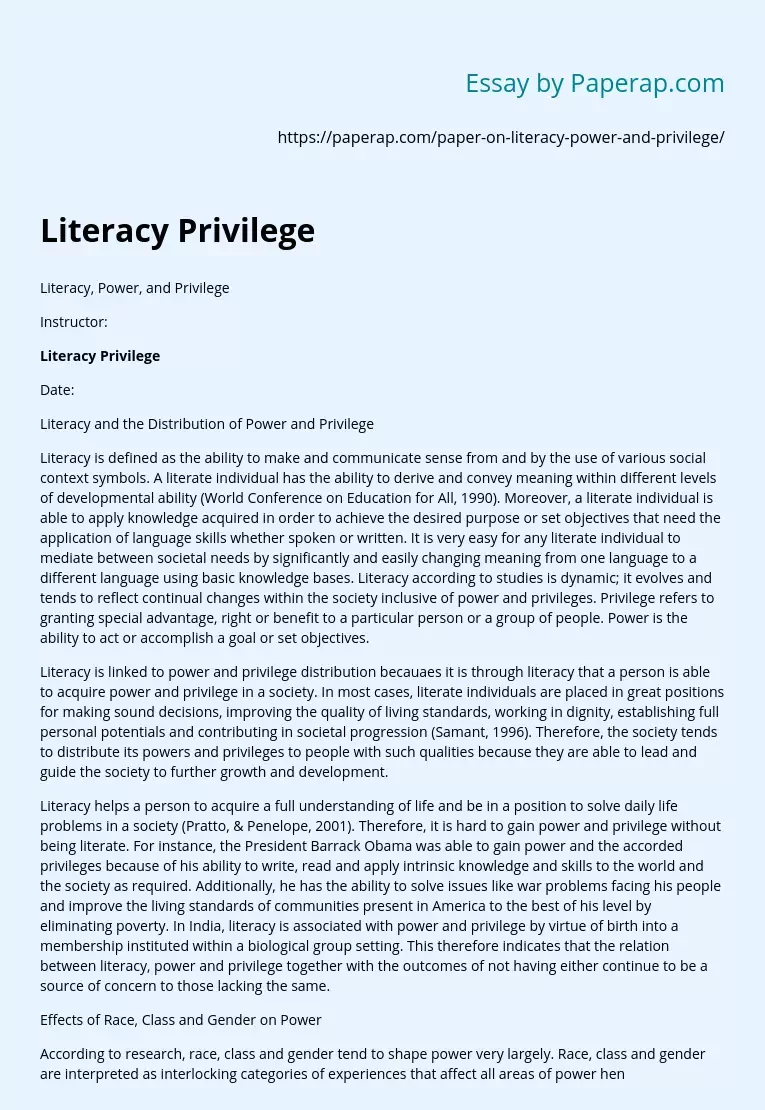 Literacy Privilege