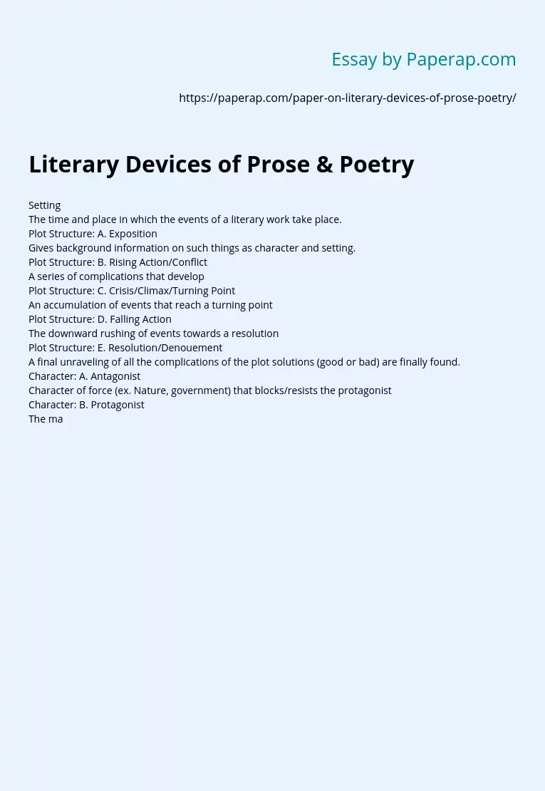 Literary Devices of Prose &amp; Poetry