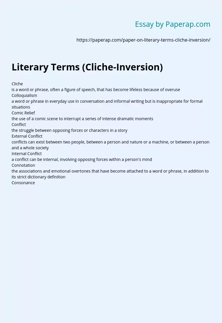 Literary Terms (Cliche-Inversion)