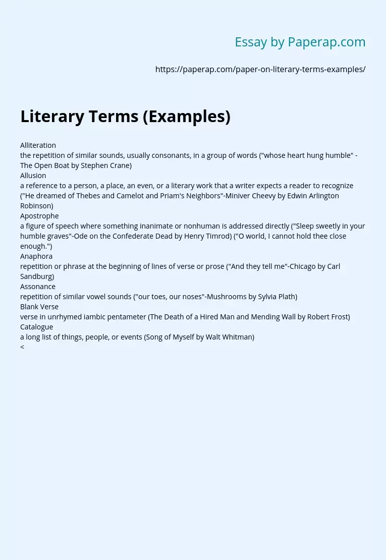 Literary Terms (Examples)