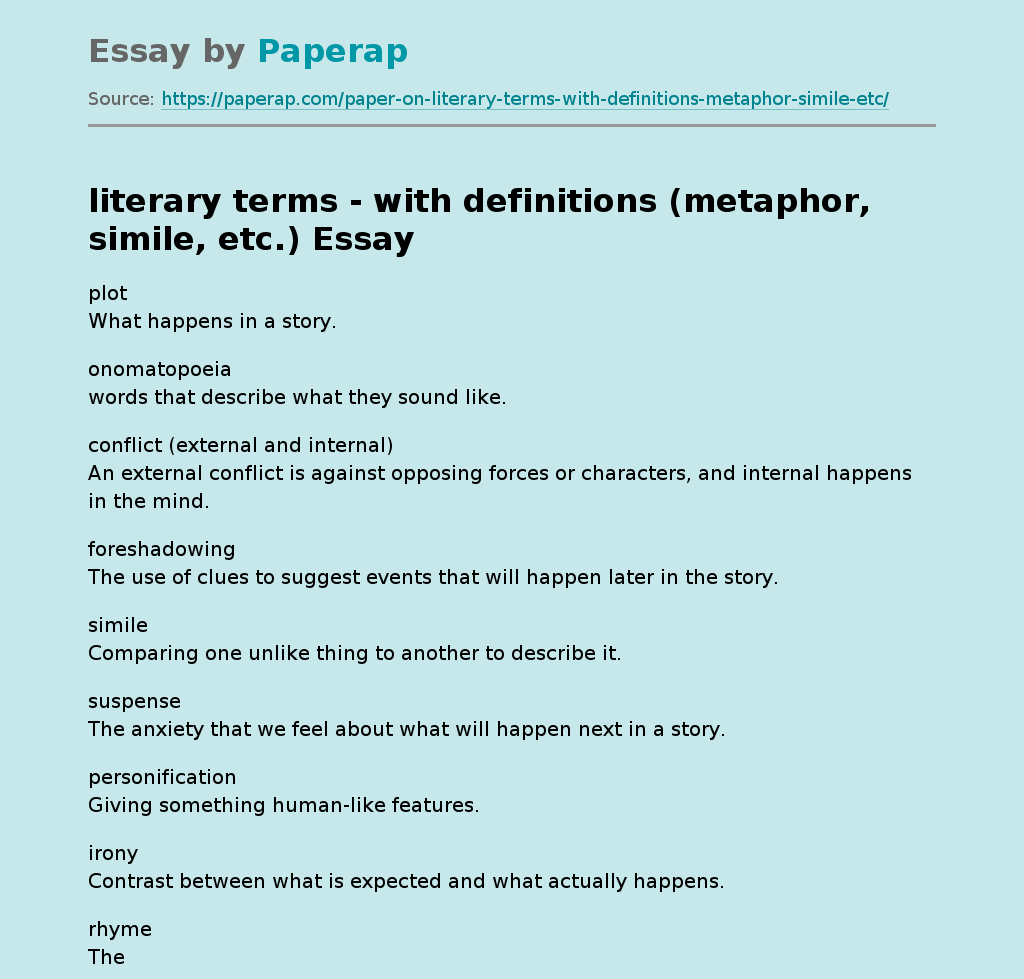 literary terms - with definitions (metaphor, simile, etc.)