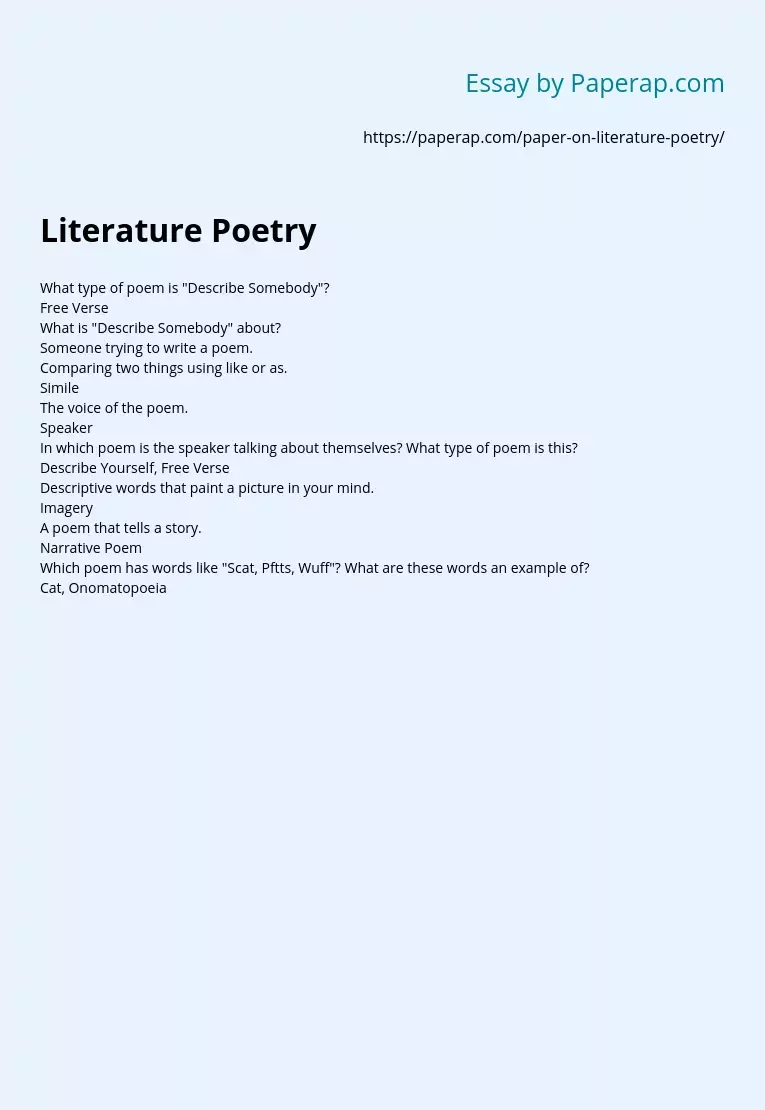 Literature Poetry