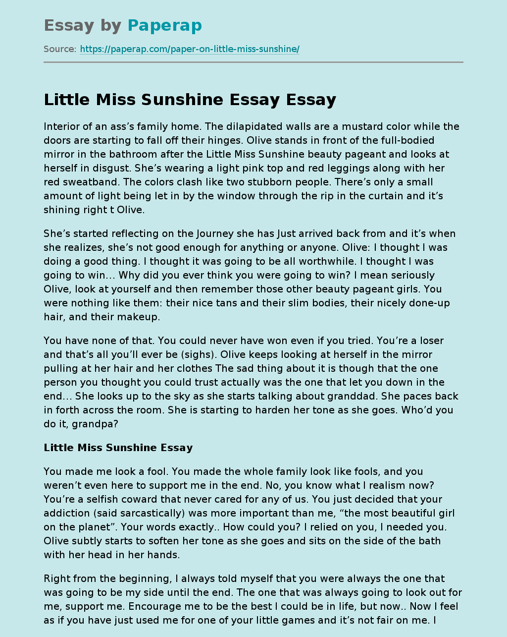 Little Miss Sunshine Essay