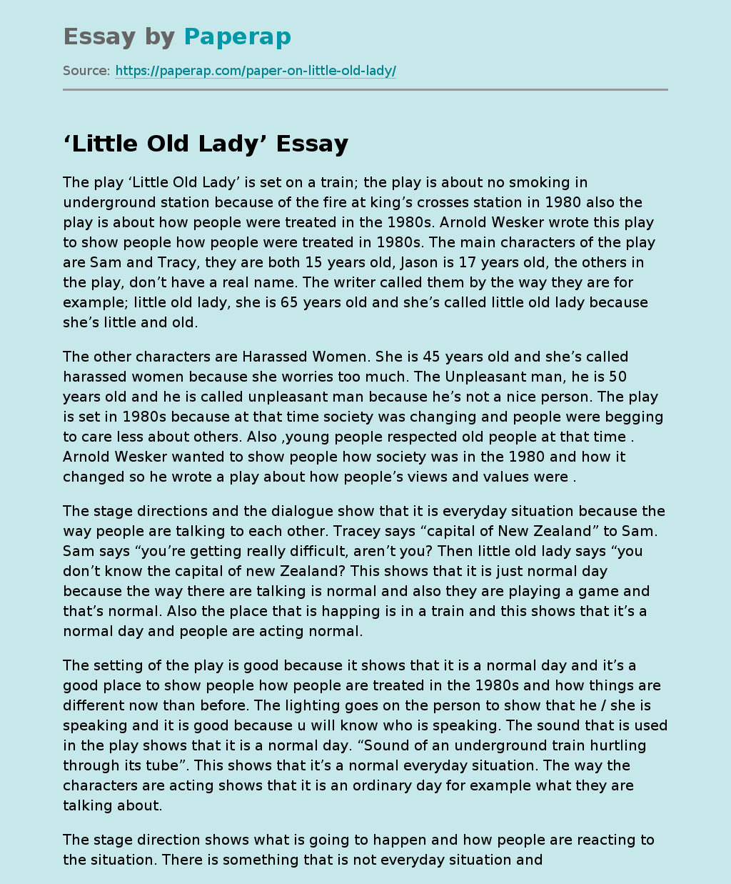 The Play ‘Little Old Lady’