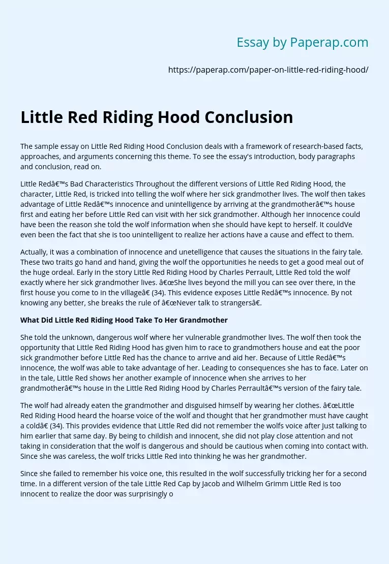 Little Red Riding Hood Conclusion