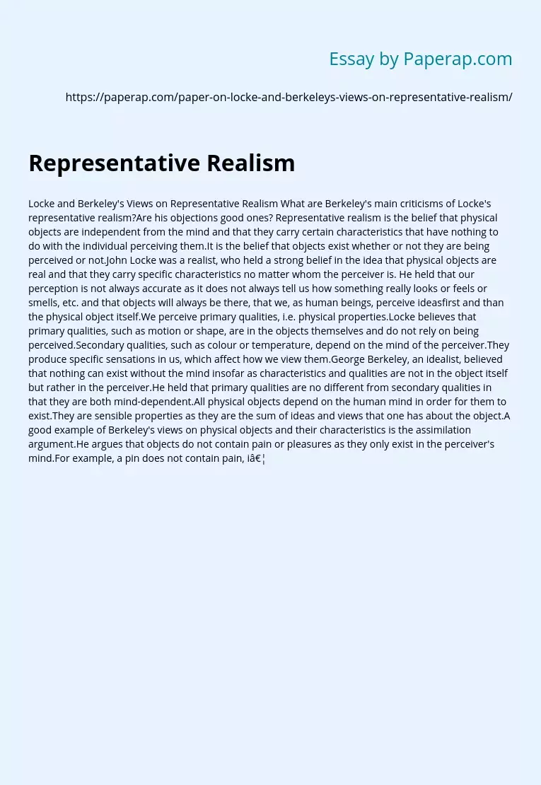 Representative Realism