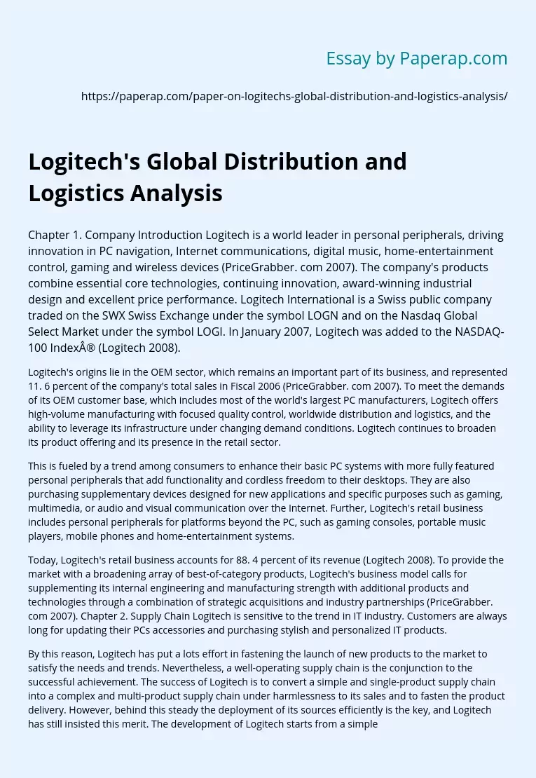 Logitech's Global Distribution and Logistics Analysis