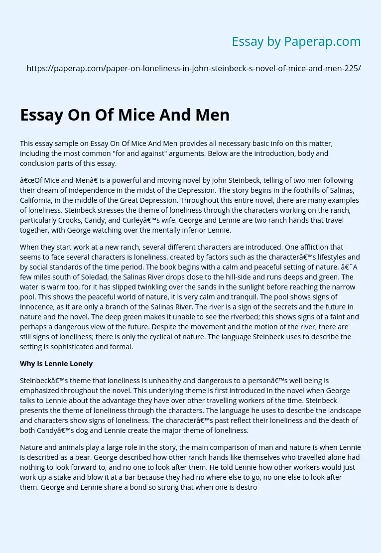 Essay On Of Mice And Men