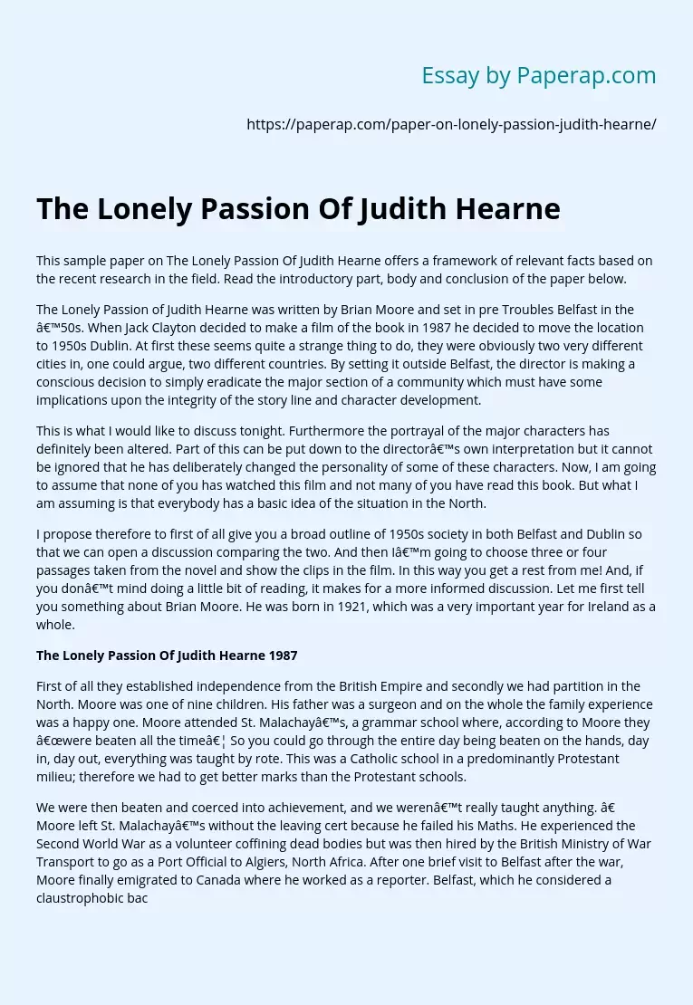 The Lonely Passion Of Judith Hearne