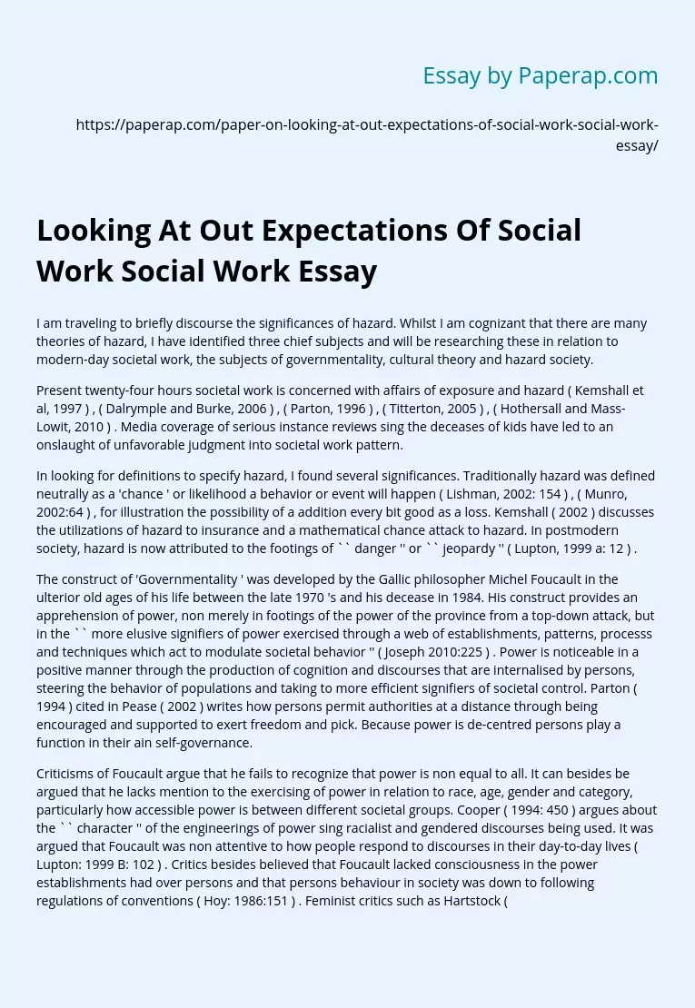 Looking At Out Expectations Of Social Work Social Work Essay