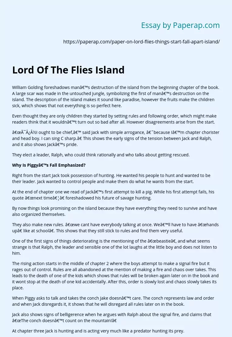 Lord Of The Flies Island