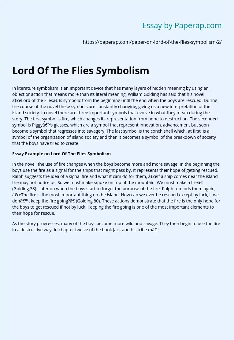 Lord Of The Flies Symbolism
