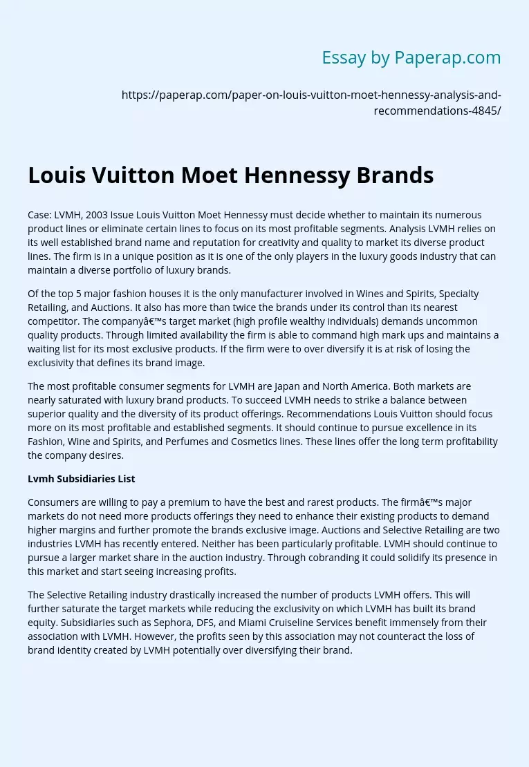 Louis Vuitton Moet Hennessy Brands