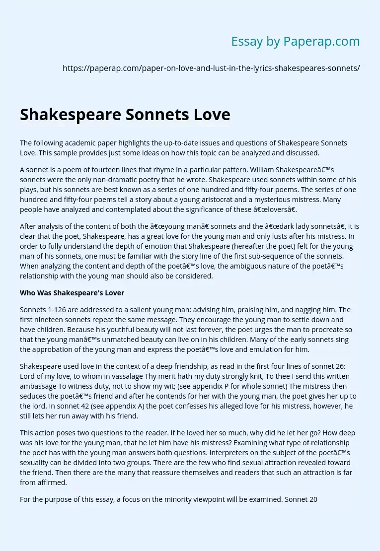 Shakespeare Sonnets Love