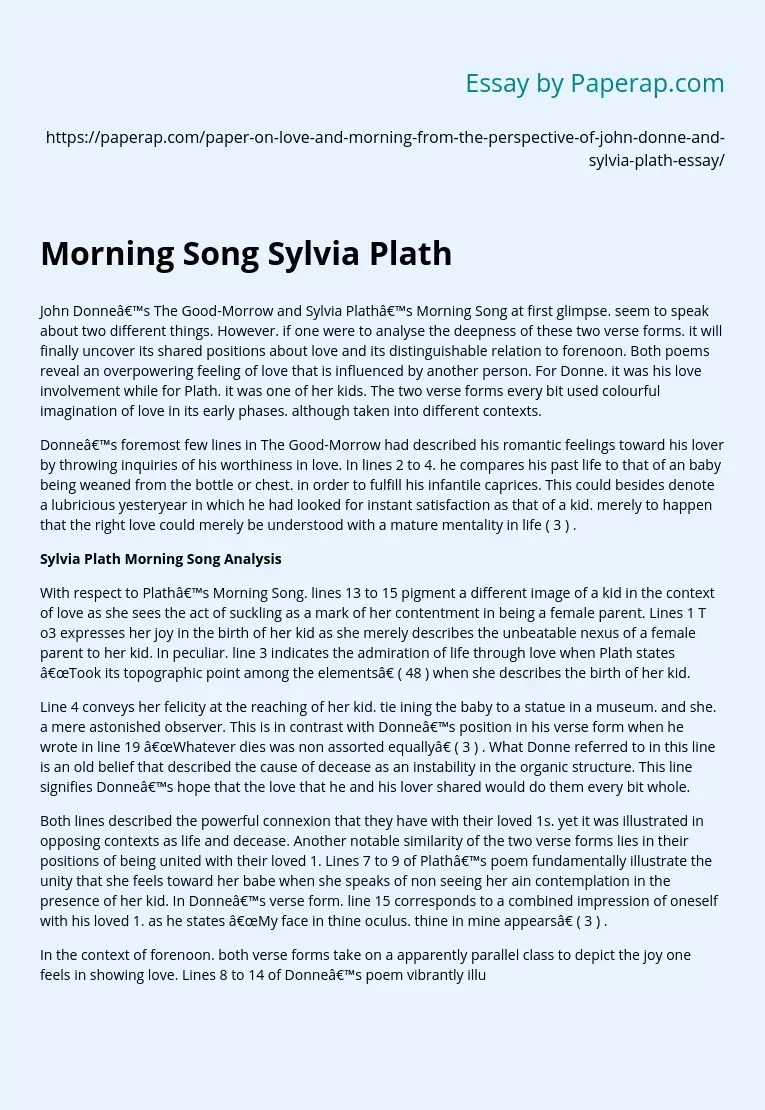 Morning Song Sylvia Plath