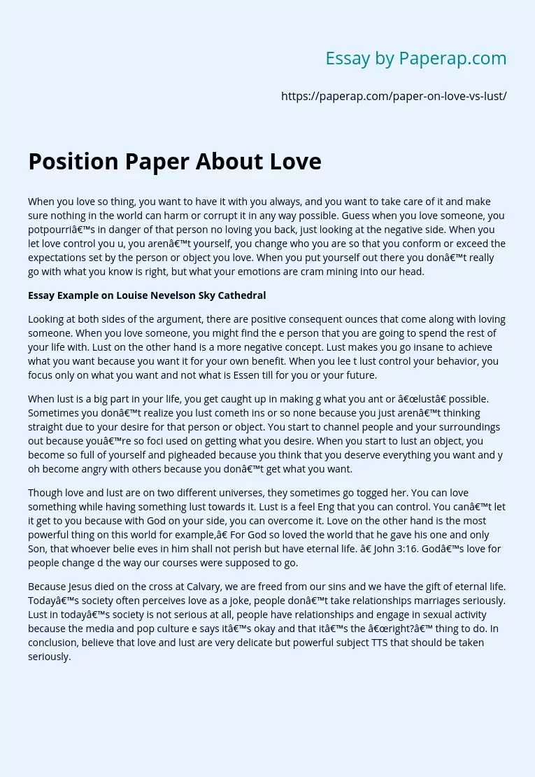 Position Paper About Love