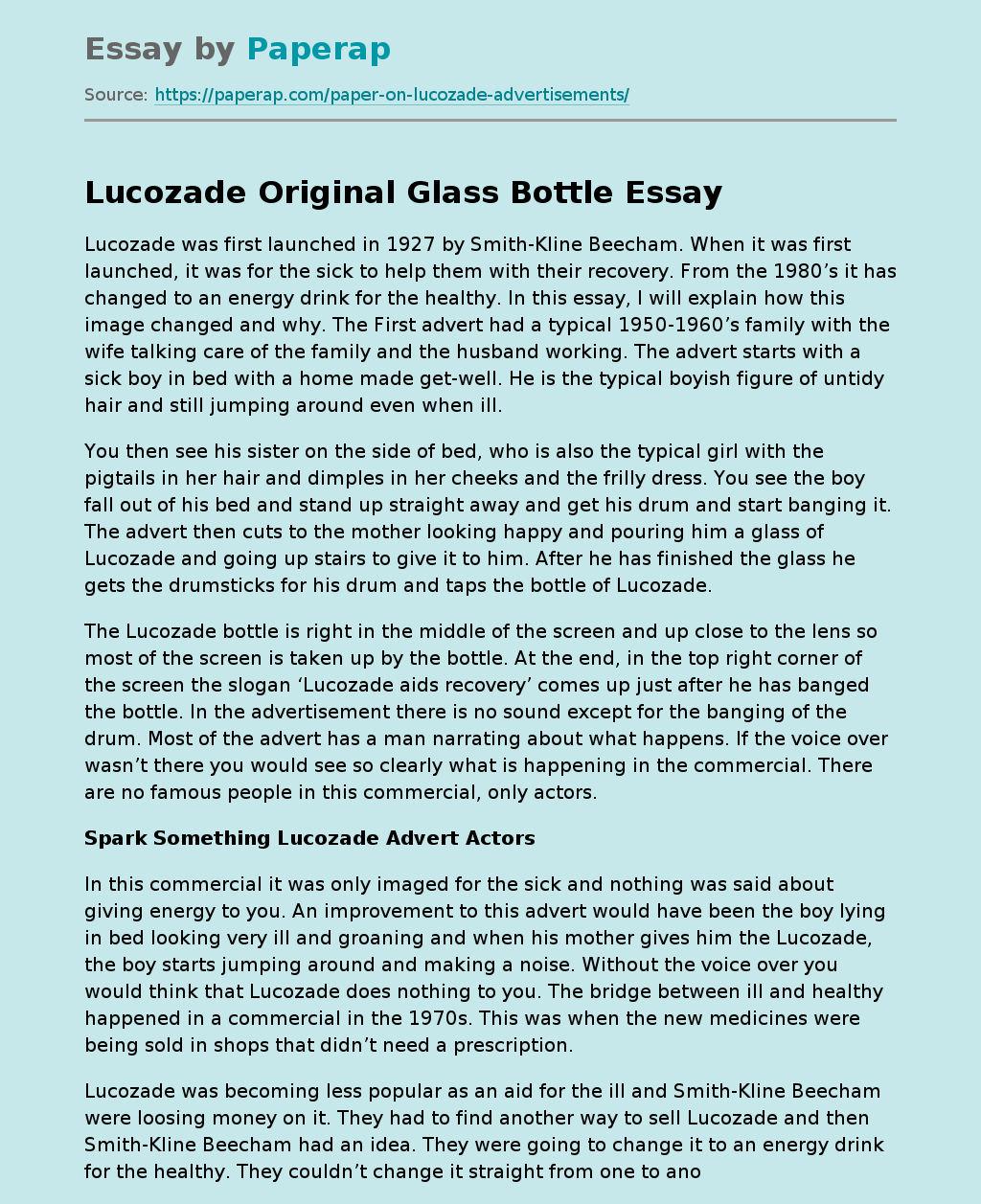 Lucozade Original Glass Bottle