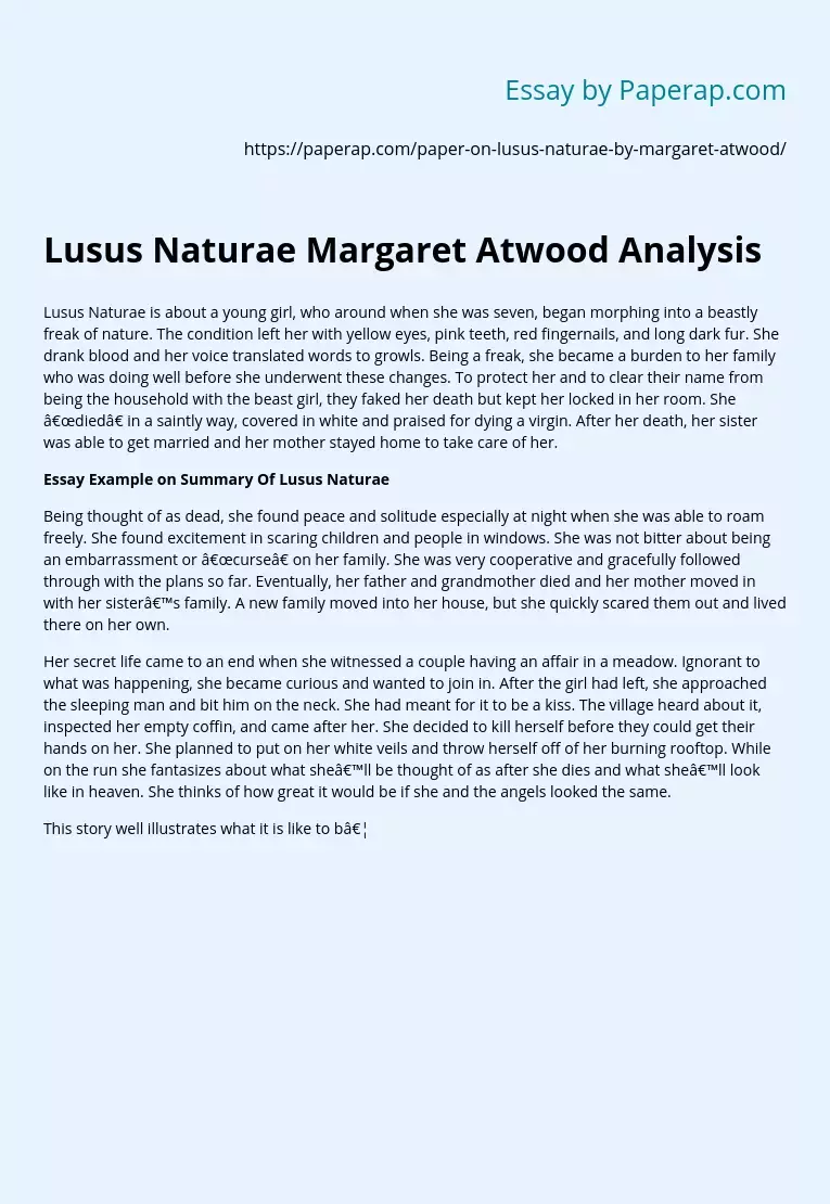 Lusus Naturae Margaret Atwood Analysis