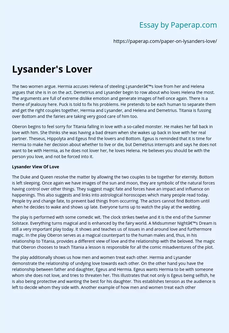 Lysander's Lover