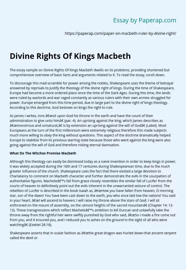 Divine Rights Of Kings Macbeth
