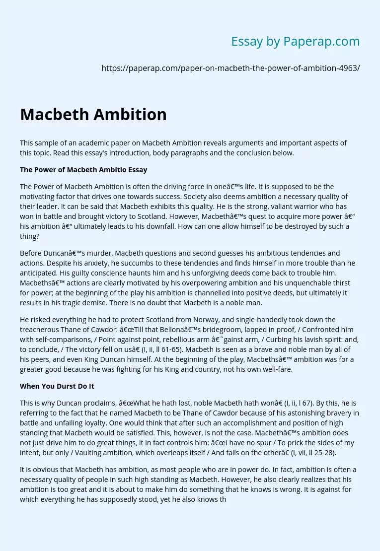 Macbeth Ambition