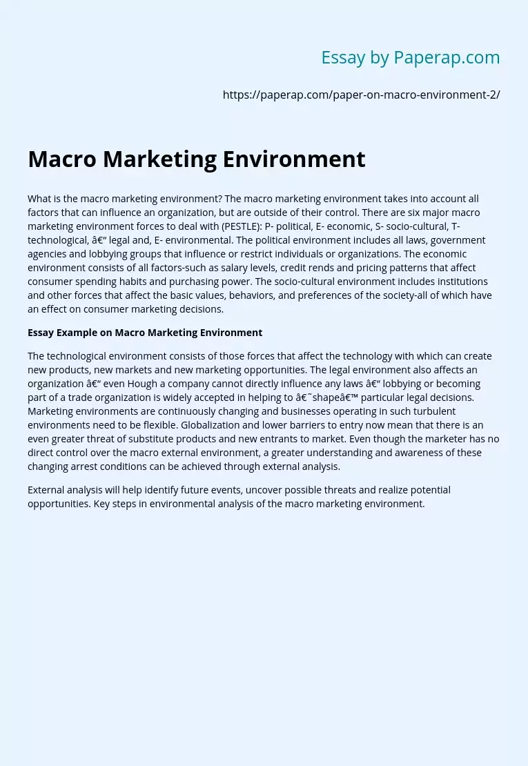 Macro Marketing Environment