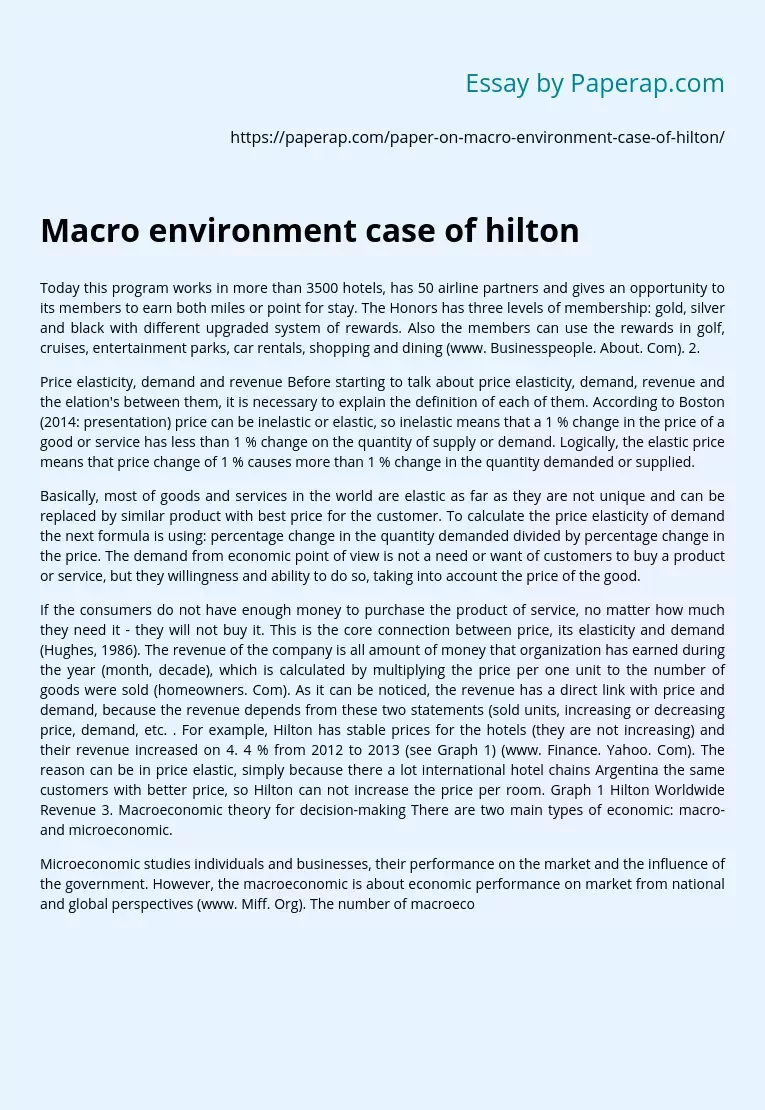 Macro environment case of hilton