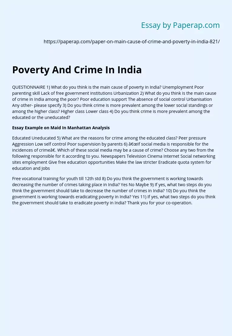 Poverty And Crime In India