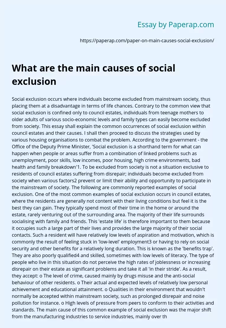 What are the main causes of social exclusion