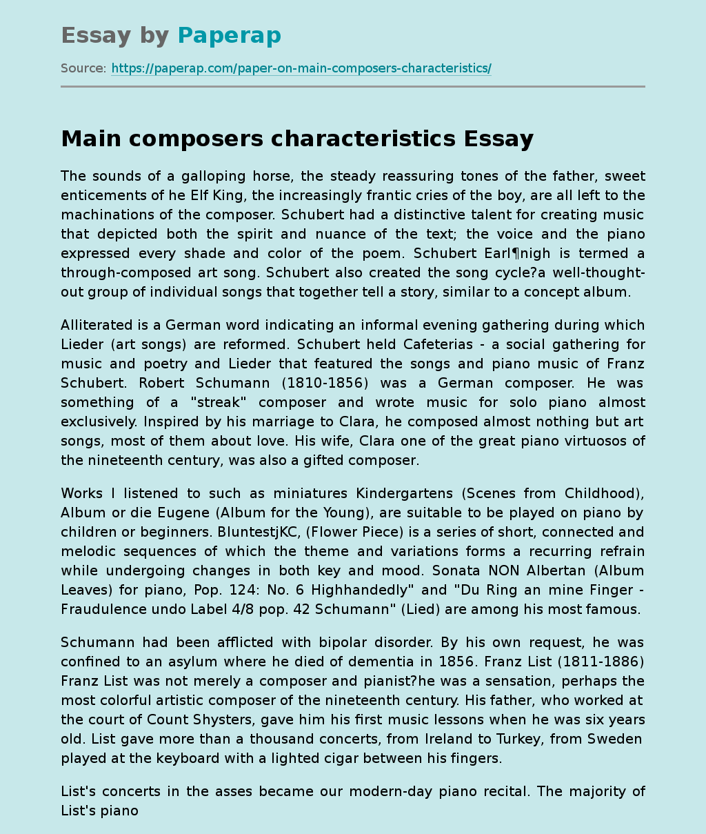 Main Characteristics of Famous Composers