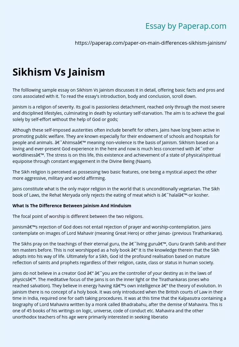 Sikhism Vs Jainism: the Main Differences