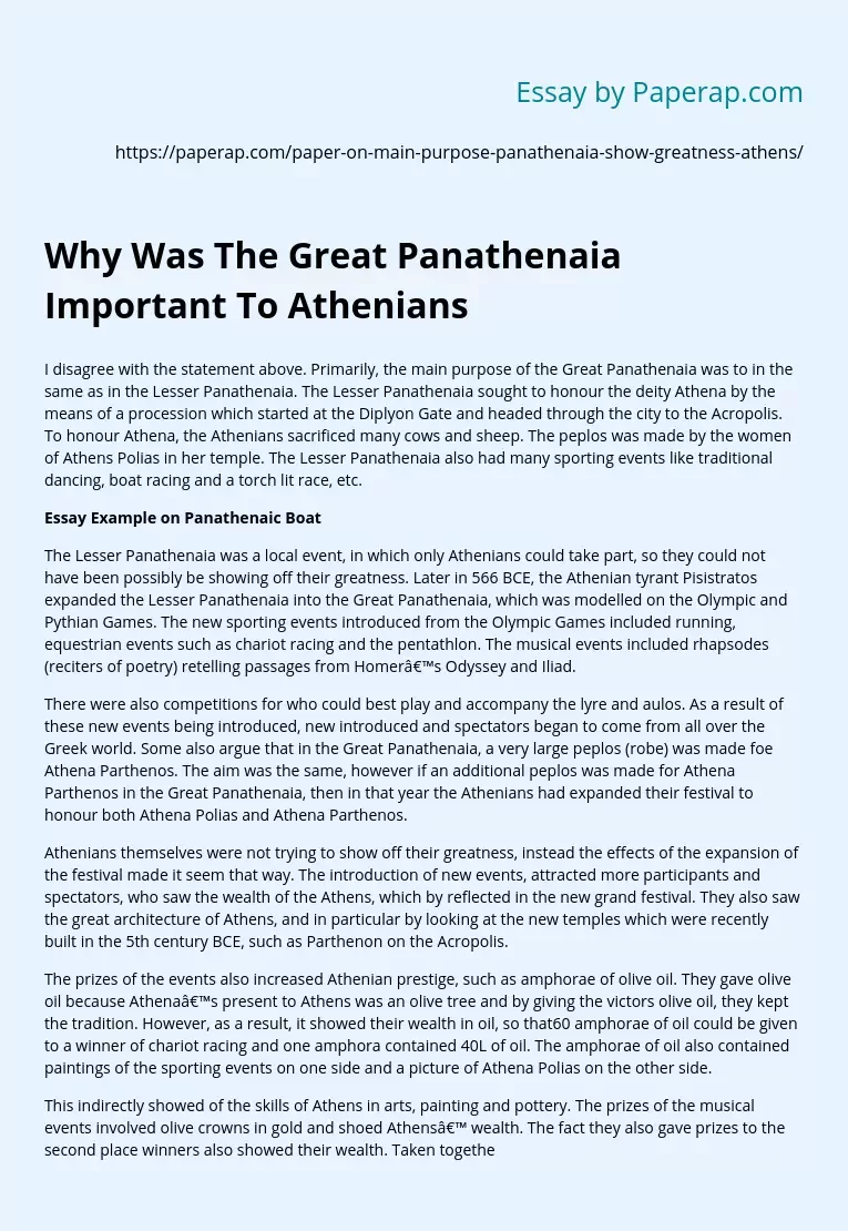 Why Was The Great Panathenaia Important To Athenians