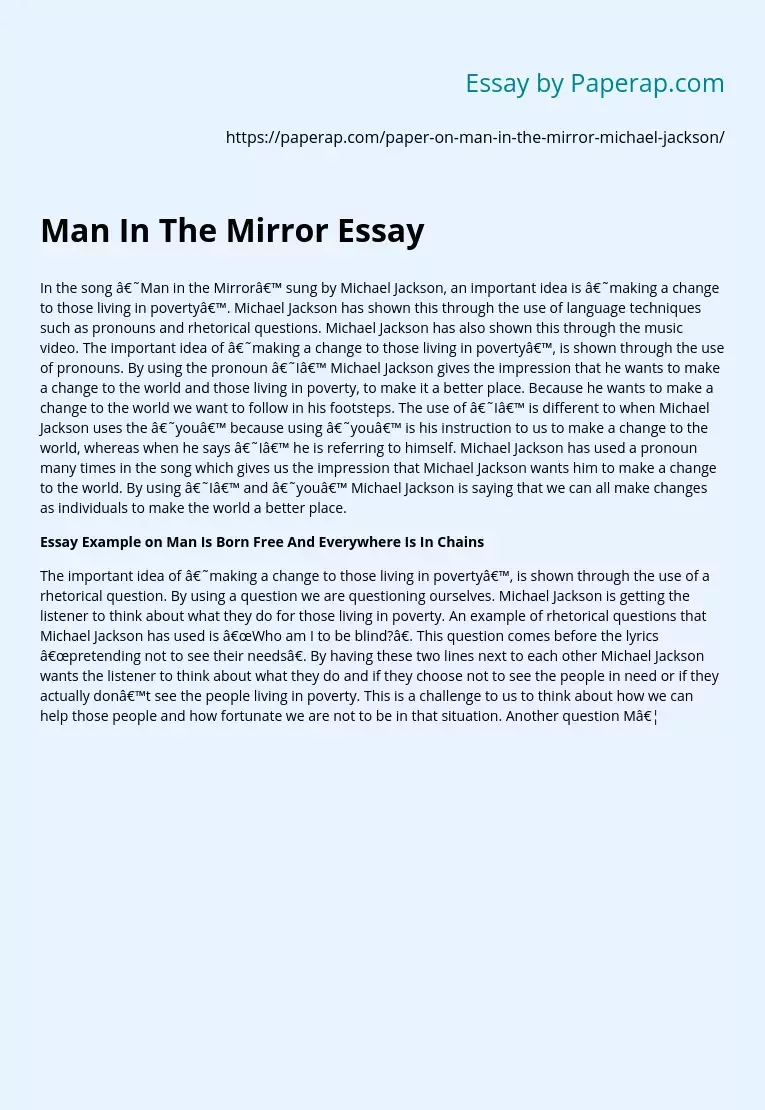 Man In The Mirror Essay