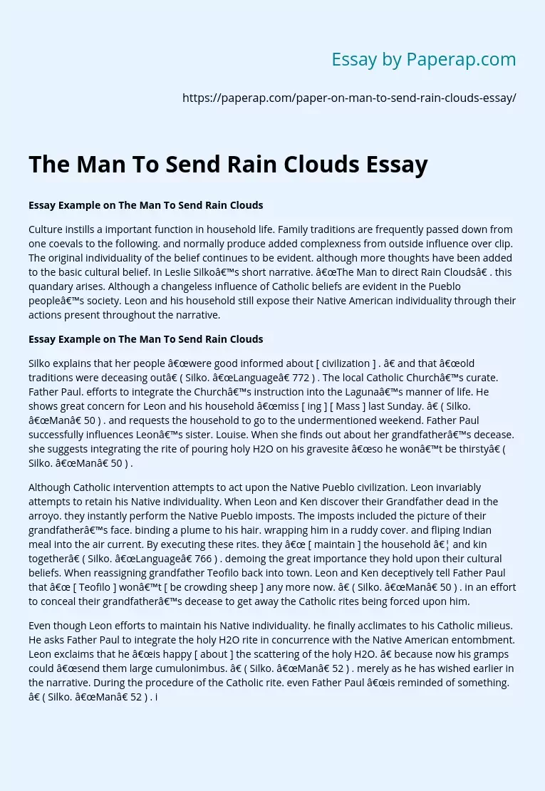 The Man To Send Rain Clouds Essay