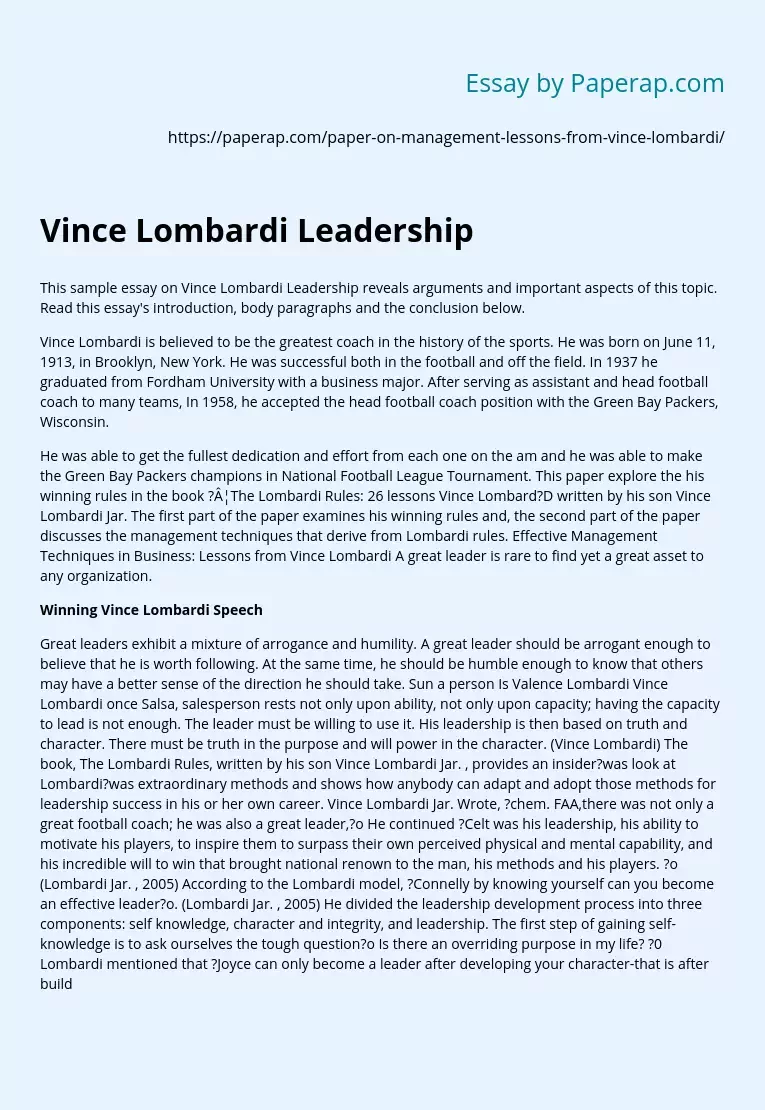Vince Lombardi Leadership